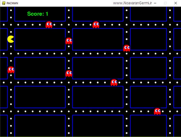 سورس کد بازی نقطه خور (Pacman) به زبان پایتون